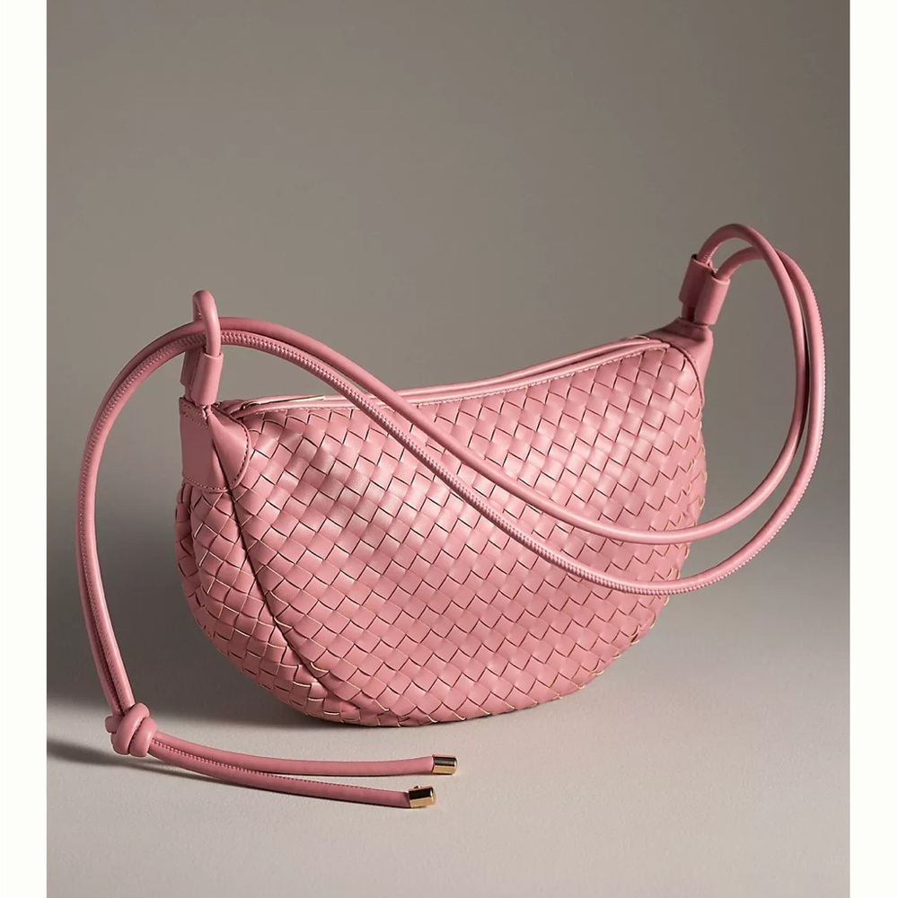 Mali Lili Pink Woven Leather Shoulder Bag from Anthropologie